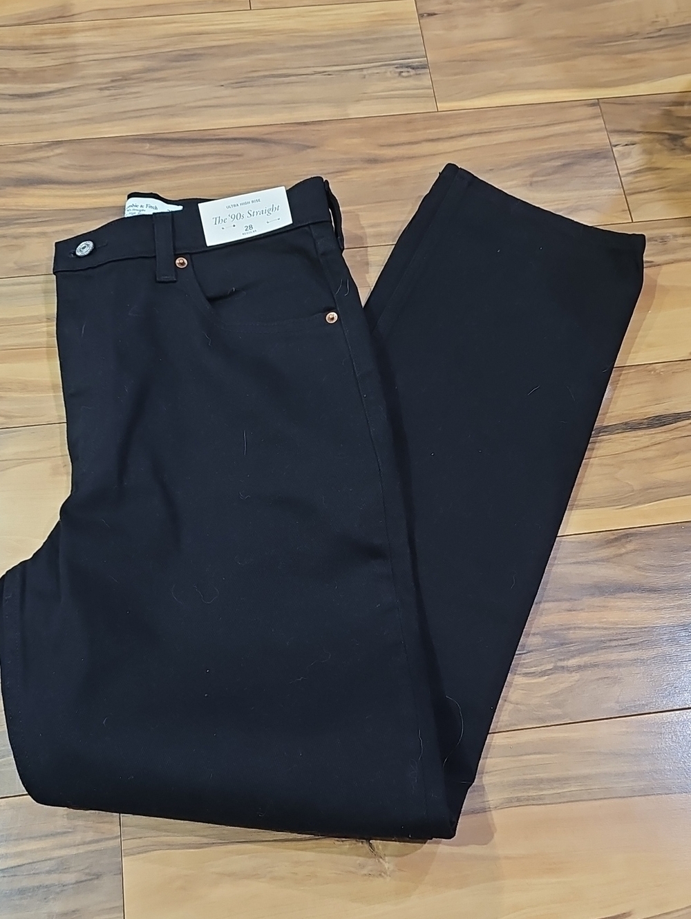 Abercrombie & Fitch Women's 28 Regular 90's Straight Ultra High Rise Black Jeans